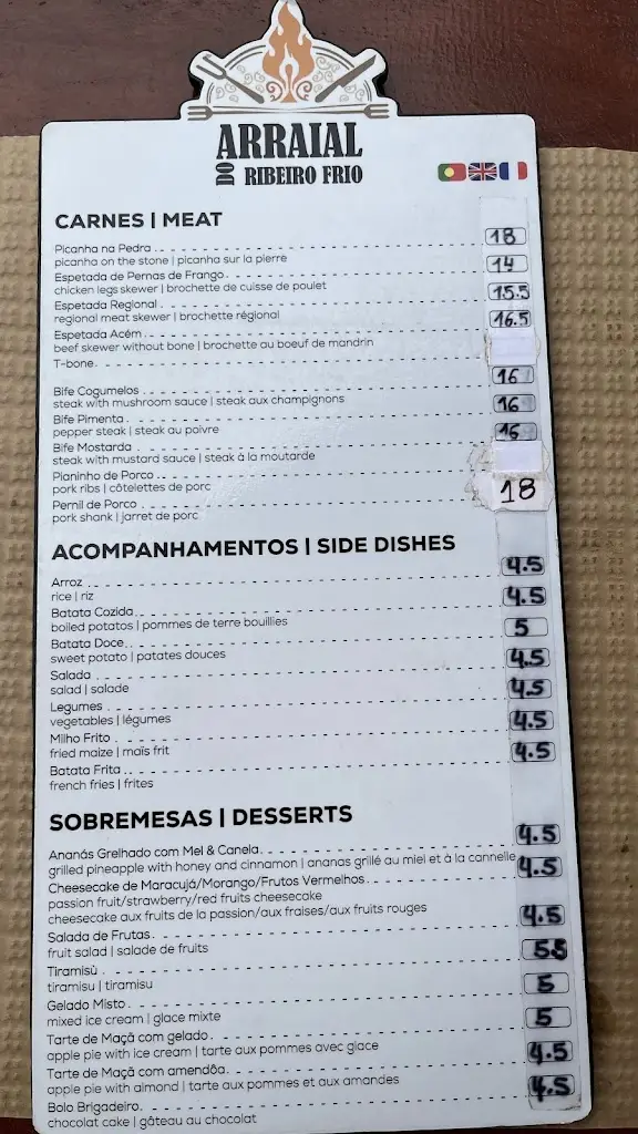 Menu_Arraial do Ribeiro Frio_Penha de Águia_immagine_2