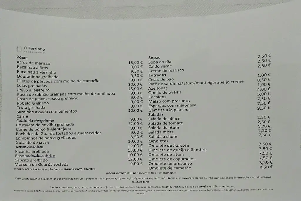 Menü_Restaurante O Ferrinho_Safurdão_Bild_2