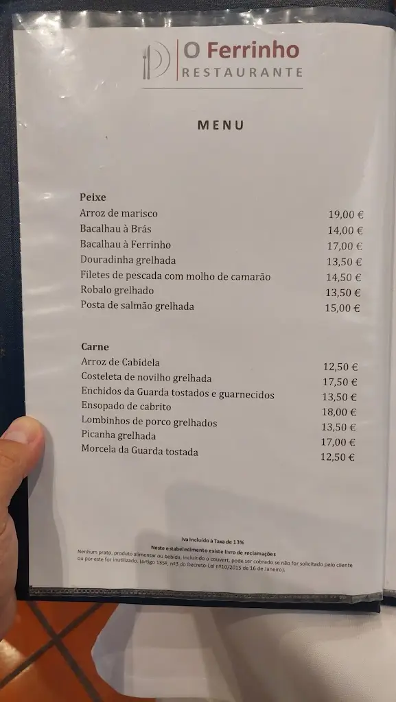 Menü_Restaurante O Ferrinho_Safurdão_Bild_3