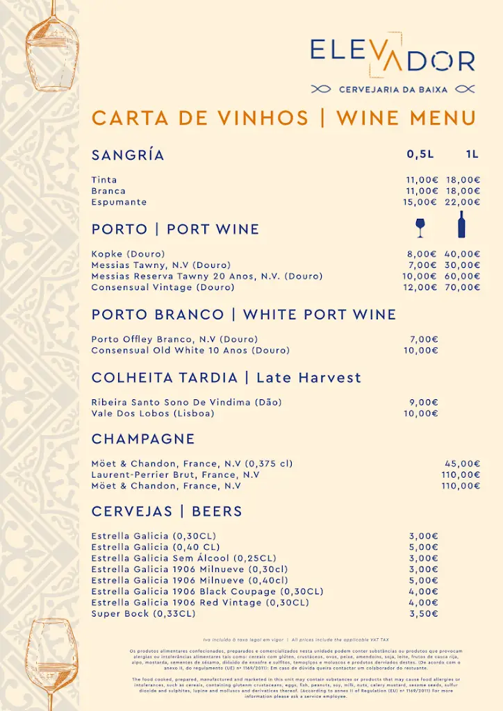 Menu_Elevator Restaurant_Santa Justa_imagen_1