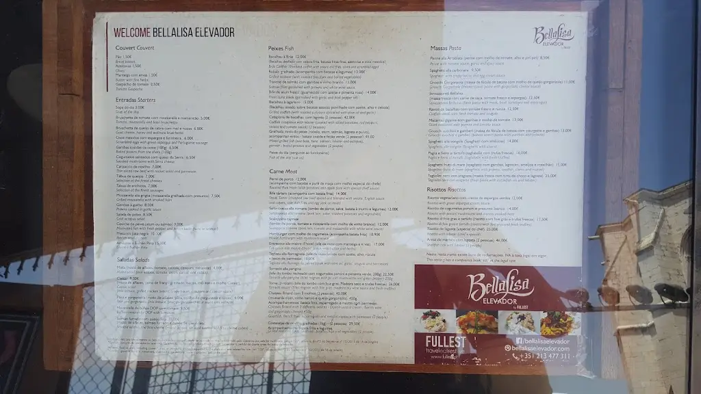 Menu_Bellalisa Elevador - Restaurante Panorâmico em Lisboa_Santa Justa_immagine_2