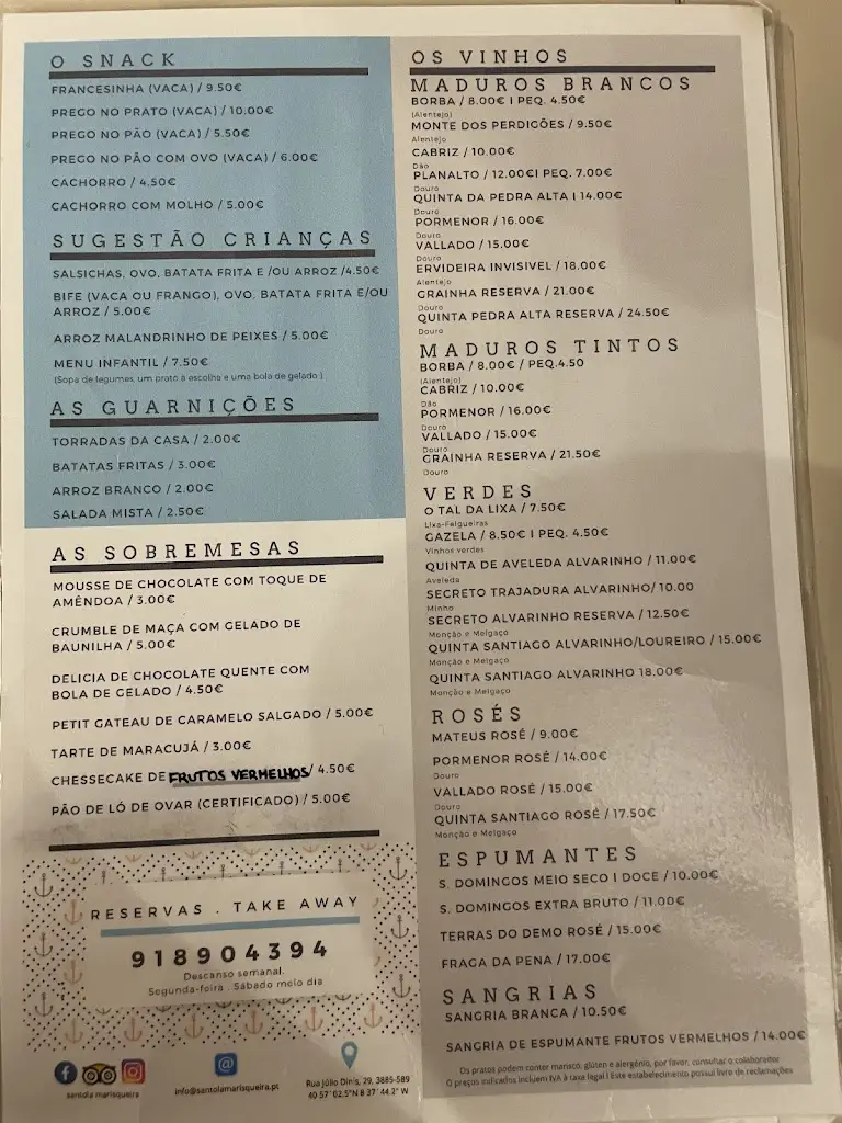 Menu_Marisqueira Santola_Esmoriz_immagine_3