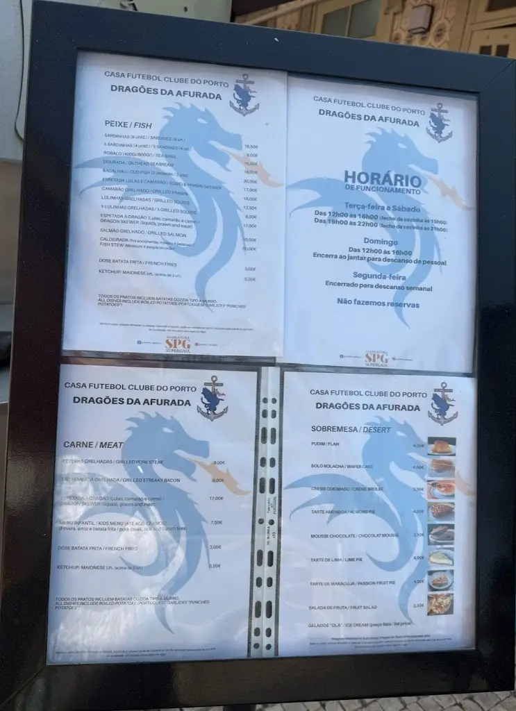 Menu_Casa do F.C. Porto na Afurada_Santa Marinha_image_1