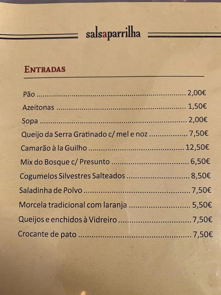 Menu_Salsaparrilha Restaurante_Santa Marinha_immagine_1