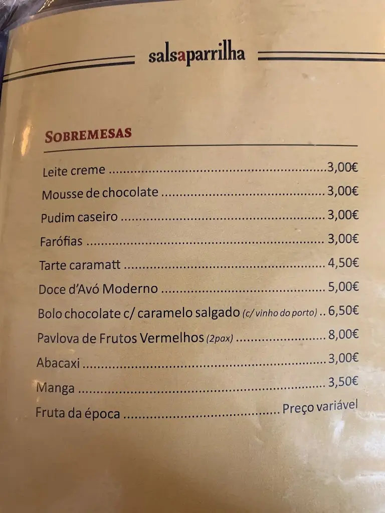Menu_Salsaparrilha Restaurante_Santa Marinha_immagine_2