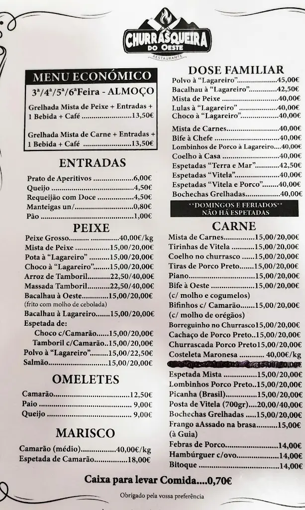 Menu_Churrasqueira do Oeste_Santo Quintino_immagine_1
