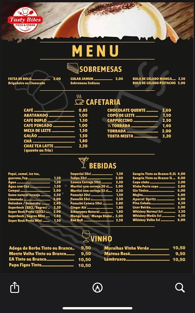 Menu_Tasty Bites Pizza & Kebab_Lourosa_image_1