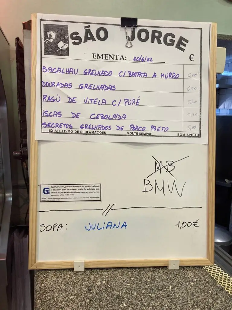 Menu_Pastelaria Sao Jorge Snack Bar_São Jorge de Arroios_immagine_1