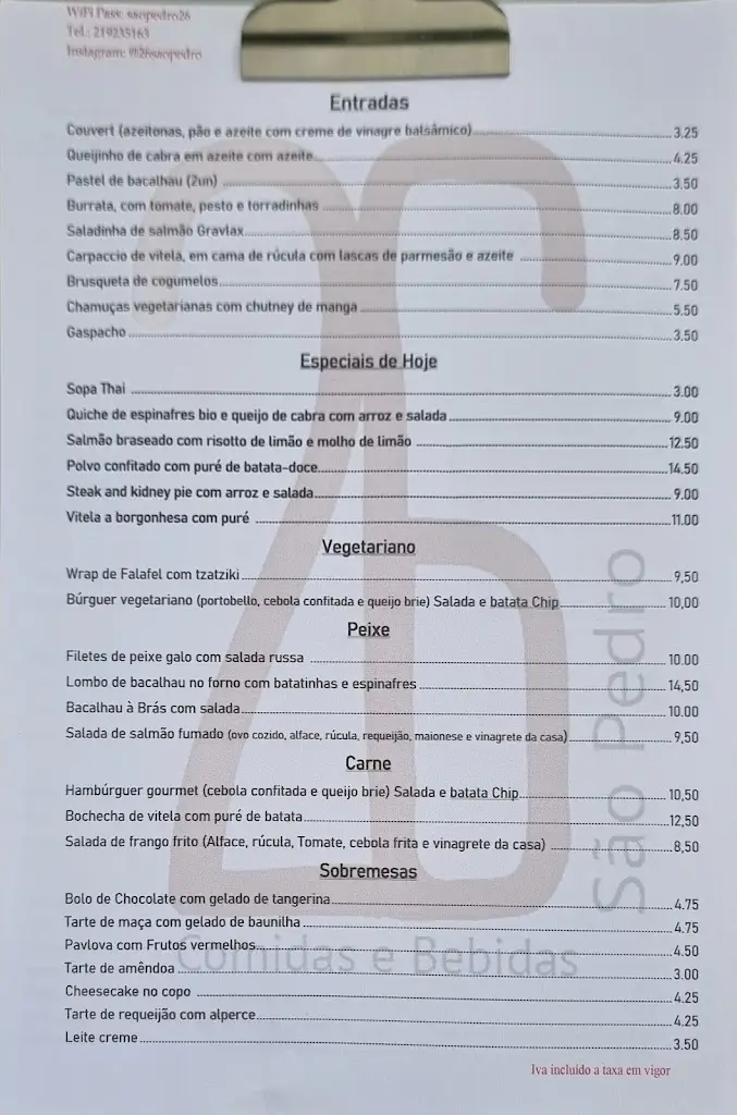 Menü_São Pedro 26_São Pedro de Penaferrim_Bild_2