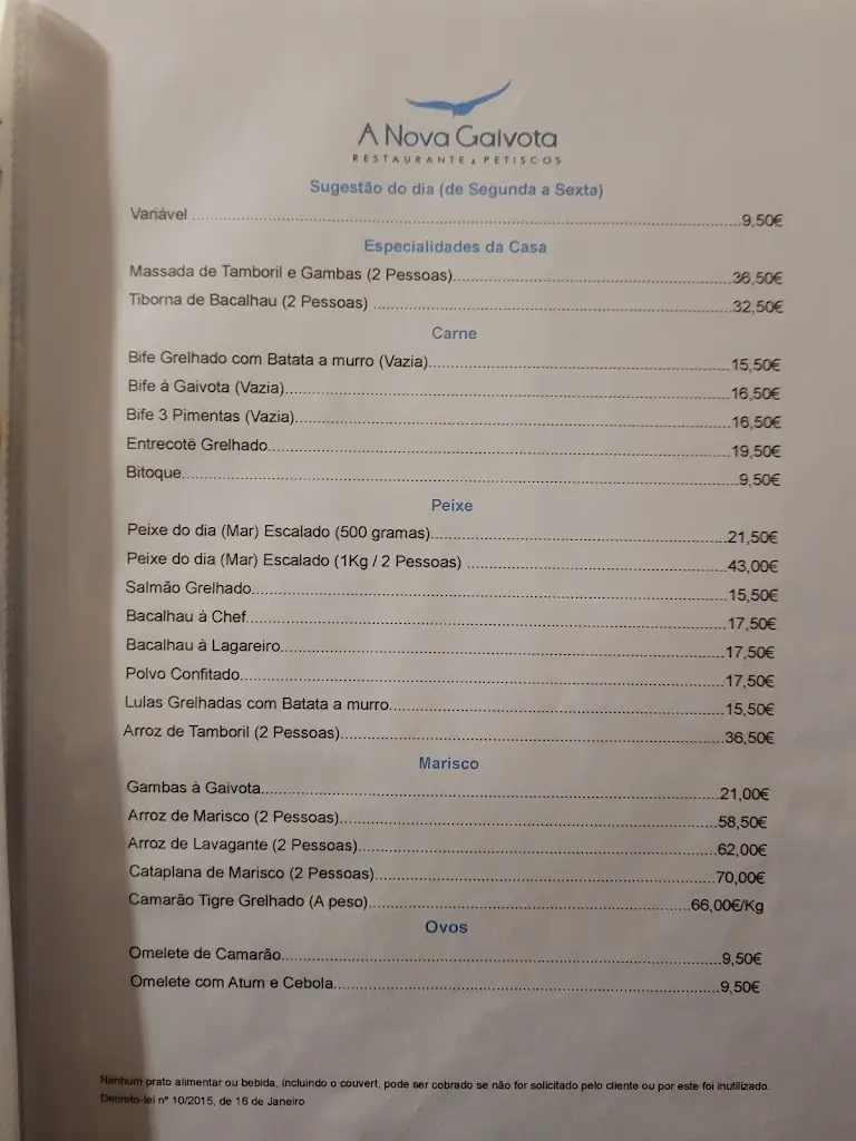 Menu_A Nova Gaivota_São Martinho_immagine_3