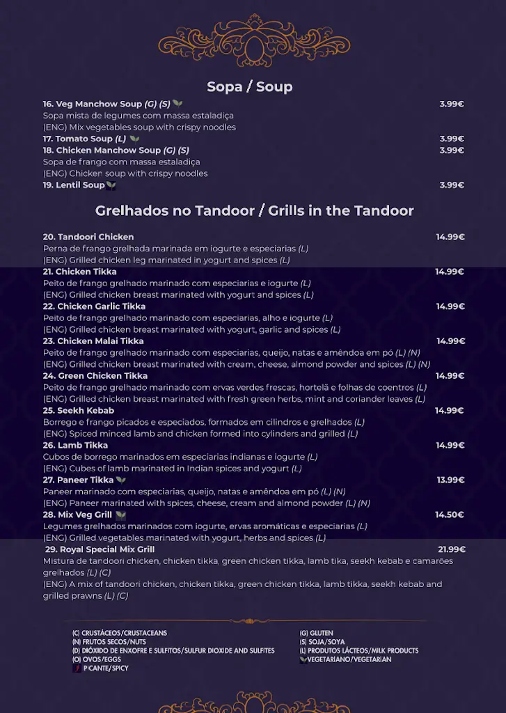 Menu_Royal Indian Restaurant_São Martinho_immagine_1