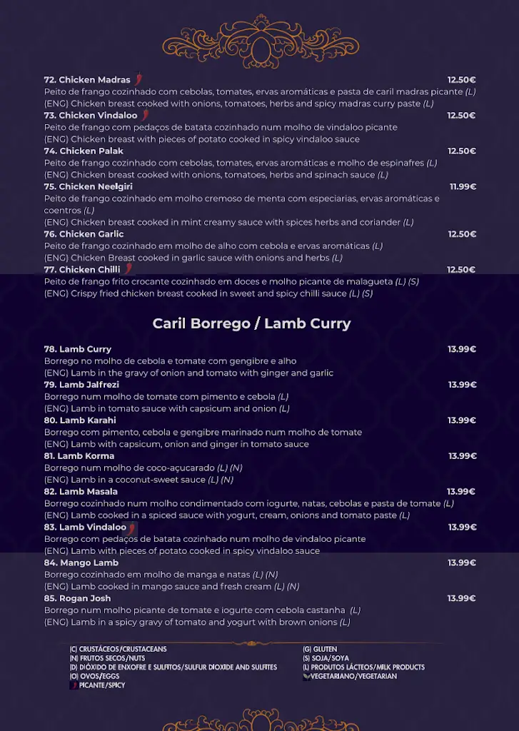 Menu_Royal Indian Restaurant_São Martinho_immagine_2