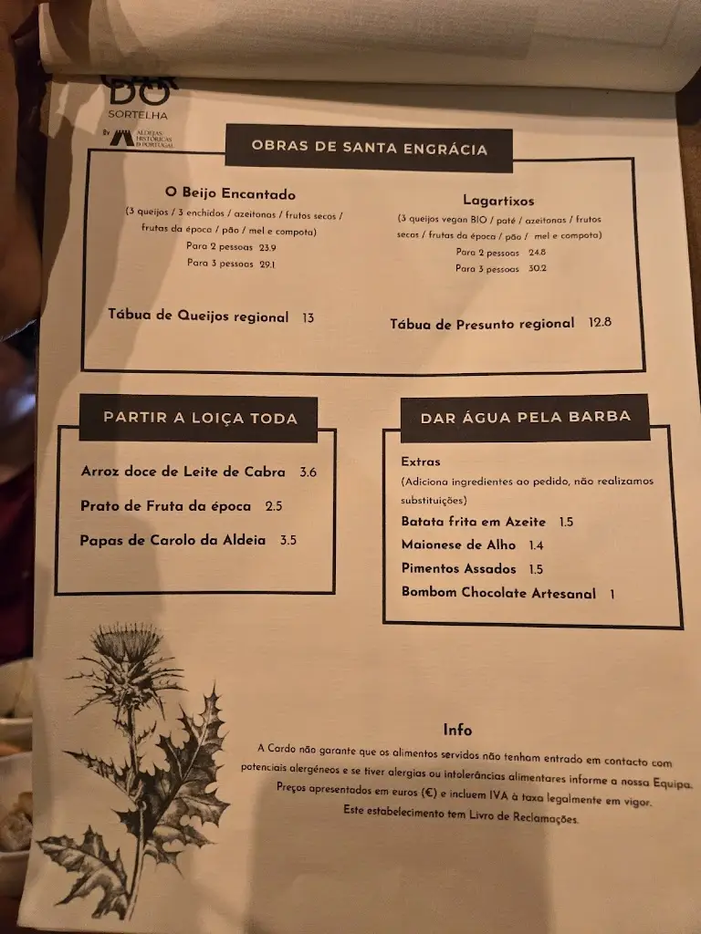 Menu_Cardo Taberna & Mercearia - Sortelha By Aldeias Históricas de Portugal_Sortelha_immagine_4