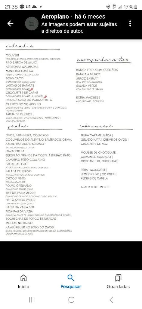Menu_Aeroplano_São Domingos de Rana_immagine_2