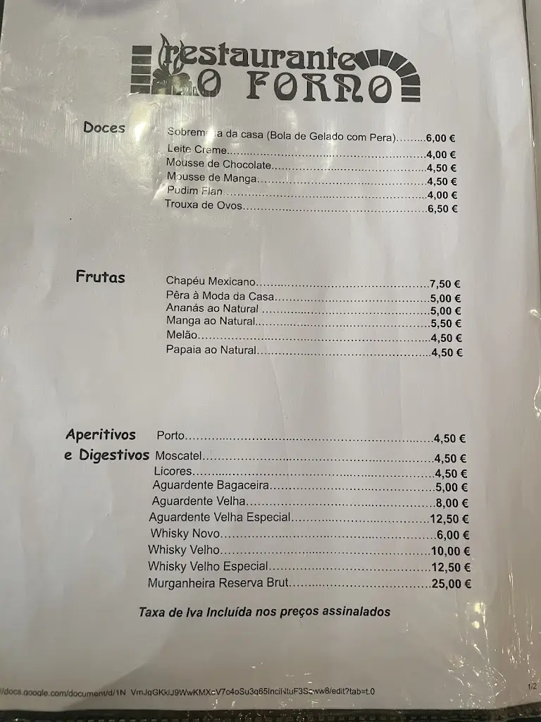 Menu_O Forno_Vila Franca de Xira_immagine_1