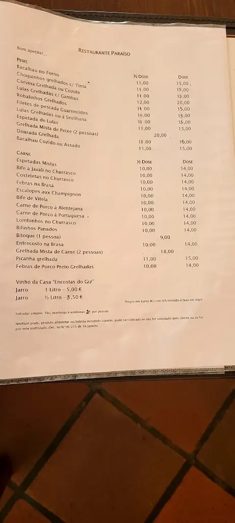 Menu_Paraíso do Coto_Caldas da Rainha_immagine_2