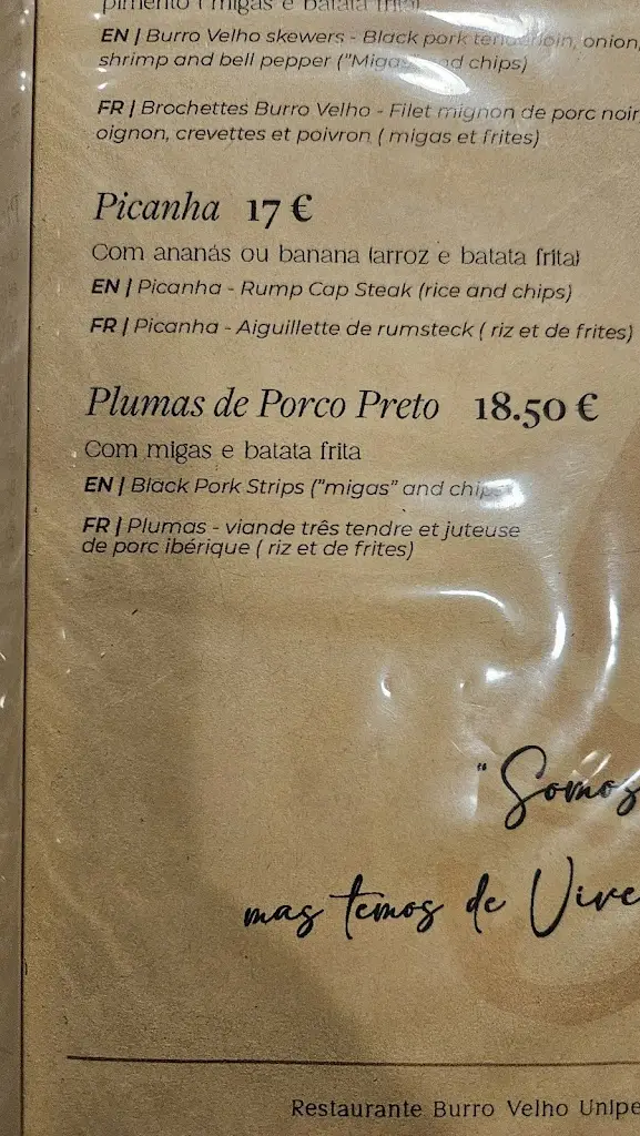 Menu_Restaurante Burro Velho_Batalha_immagine_1