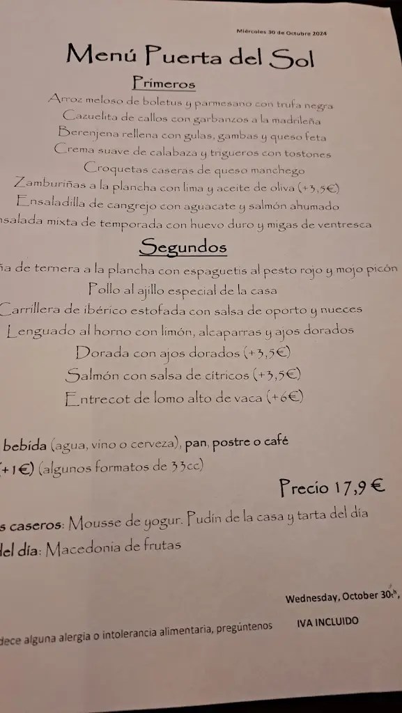 Menu_Come - The Steakhouse_Benedita_imagen_3