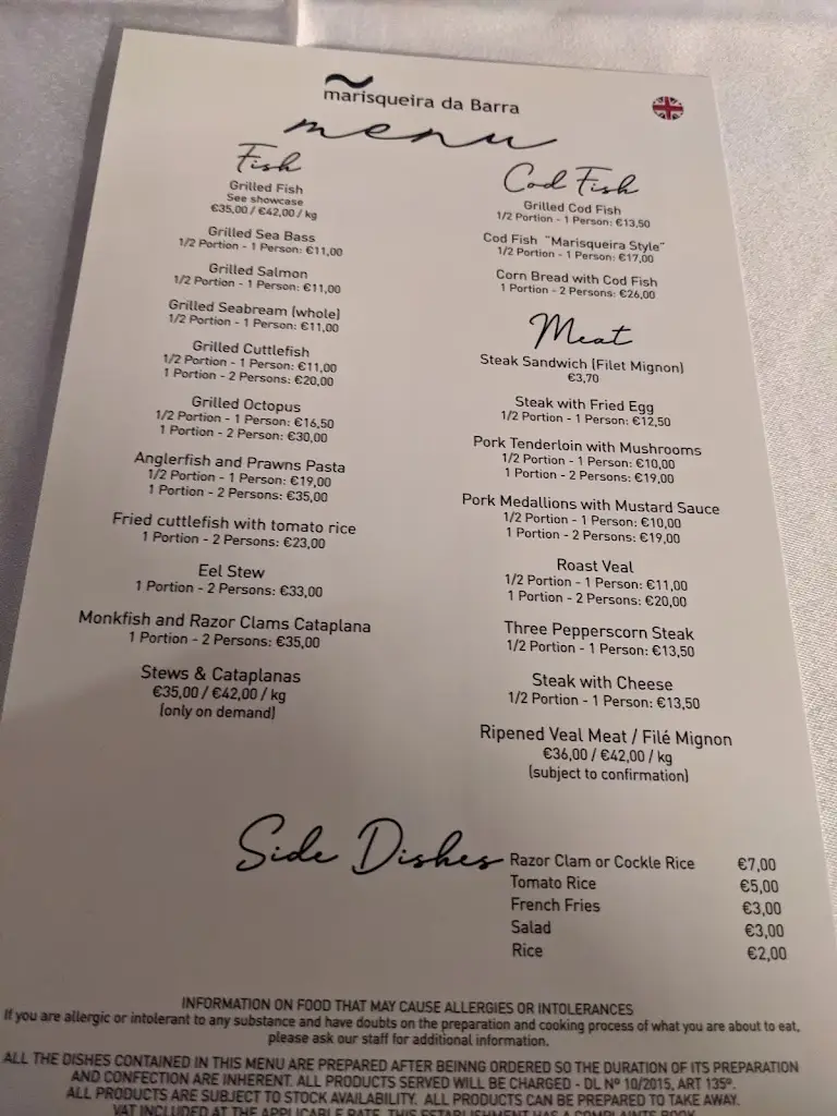 Menu_Marisqueira da Barra_Gafanha da Nazaré_immagine_4