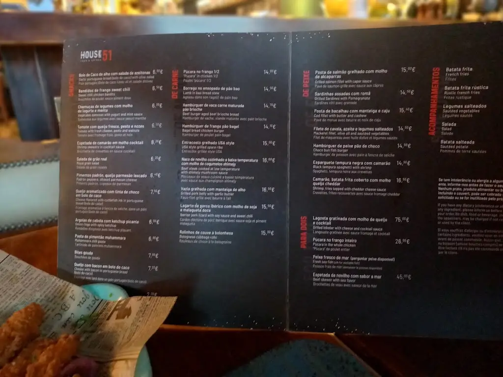 Menu_House 51 Food and Drinks_Alcobaça_immagine_1