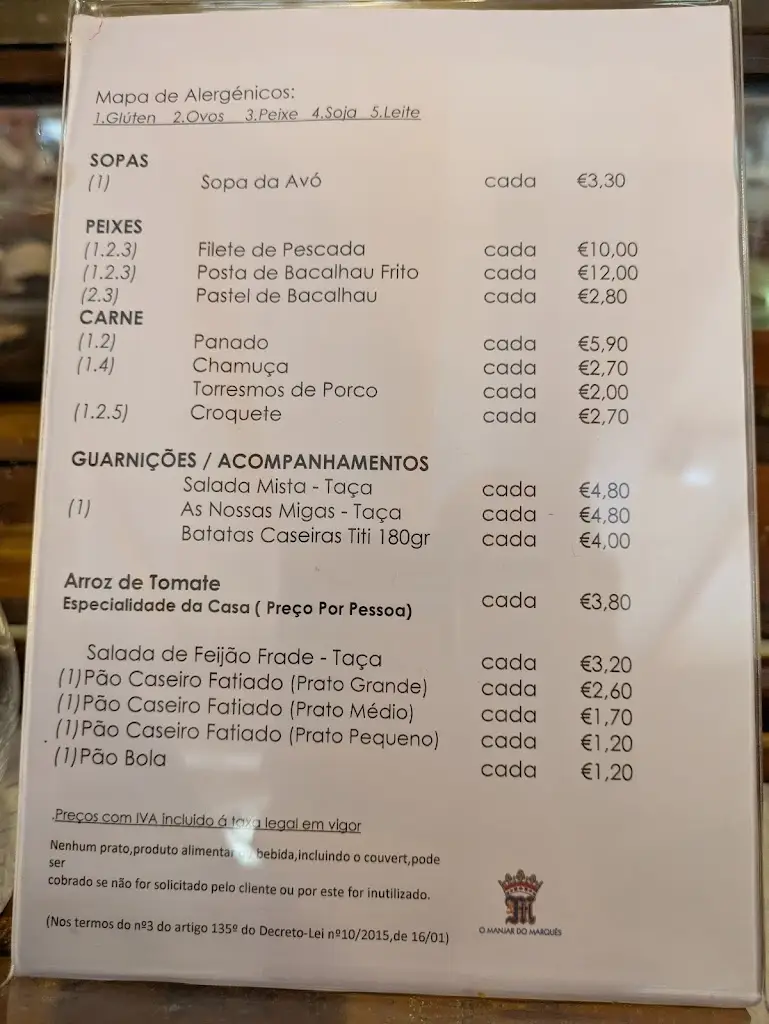 Menu_Restaurante O Manjar do Marquês_Louriçal_immagine_1
