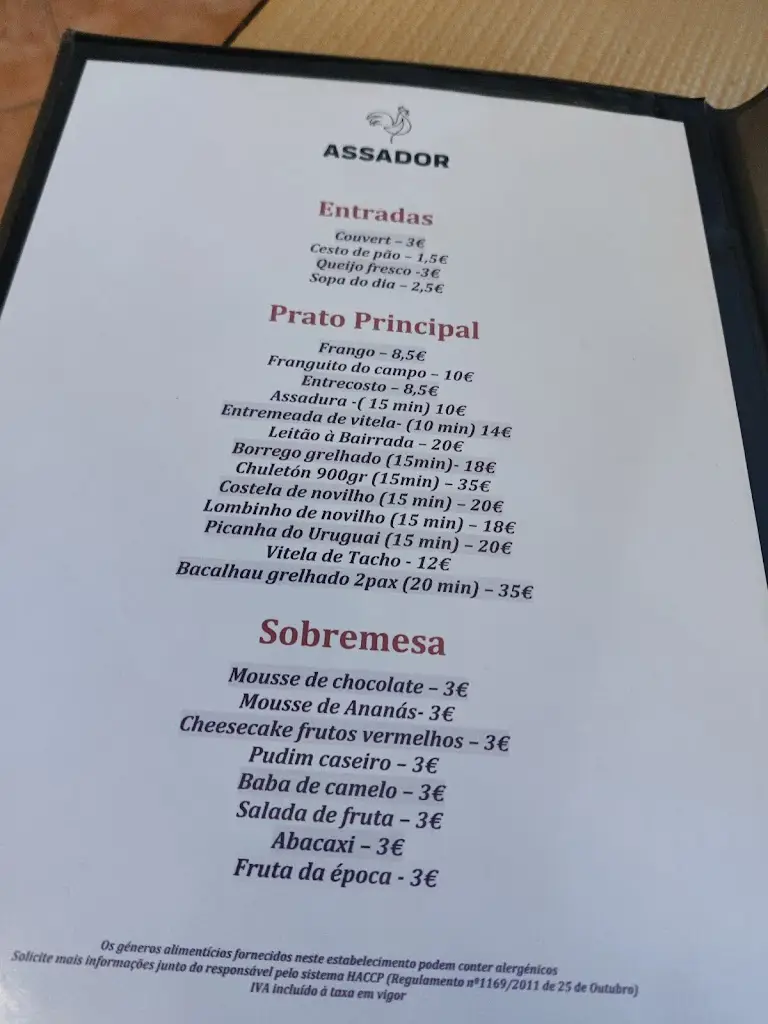 Menu_Restaurante ASSADOR, em Pombal_Louriçal_immagine_2