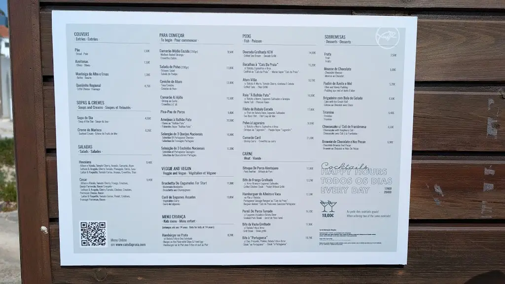 Menu_Cais da Praia . Beach Restaurant - Cocktail Bar . Foz do Arelho_Foz do Arelho_immagine_1