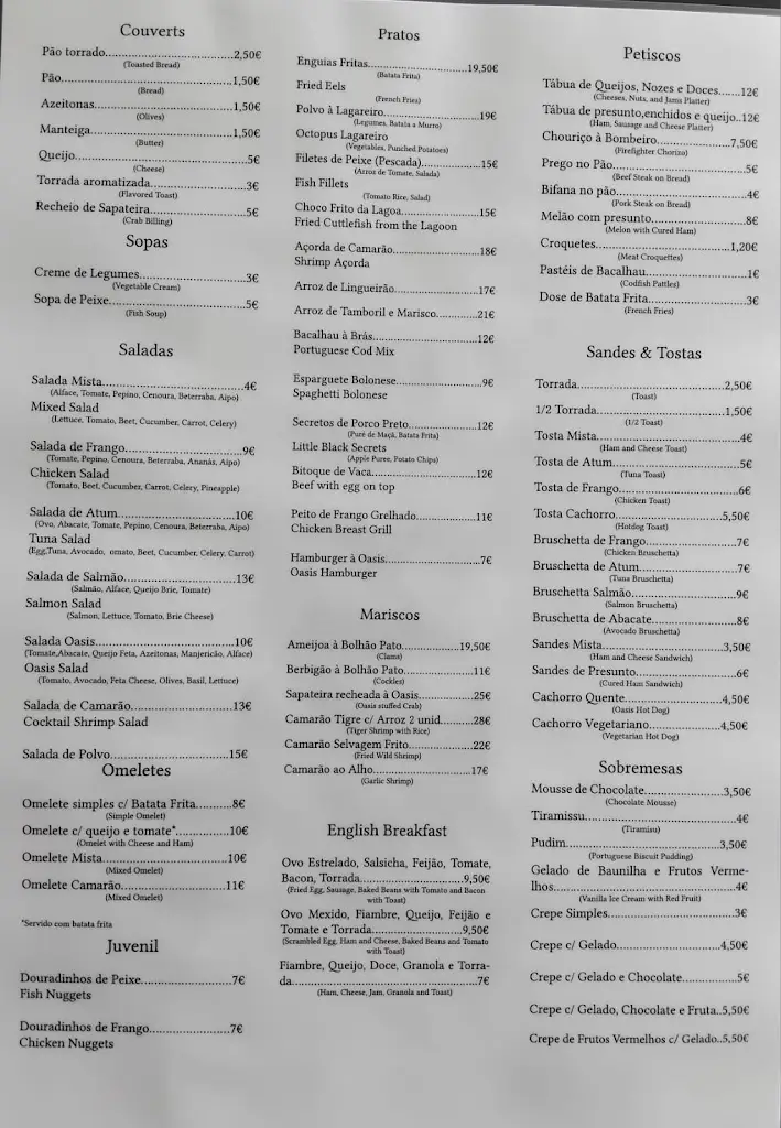 Menu_Restaurant New Oasis_Foz do Arelho_immagine_1