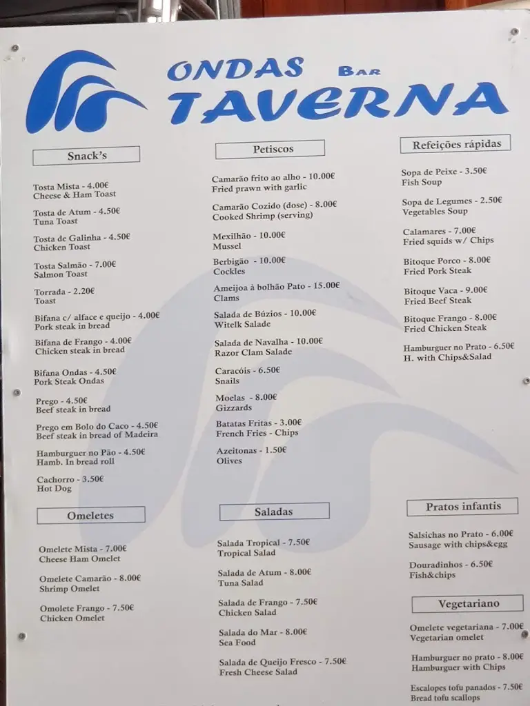 Menu_Ondas Bar Taverna_Foz do Arelho_immagine_2