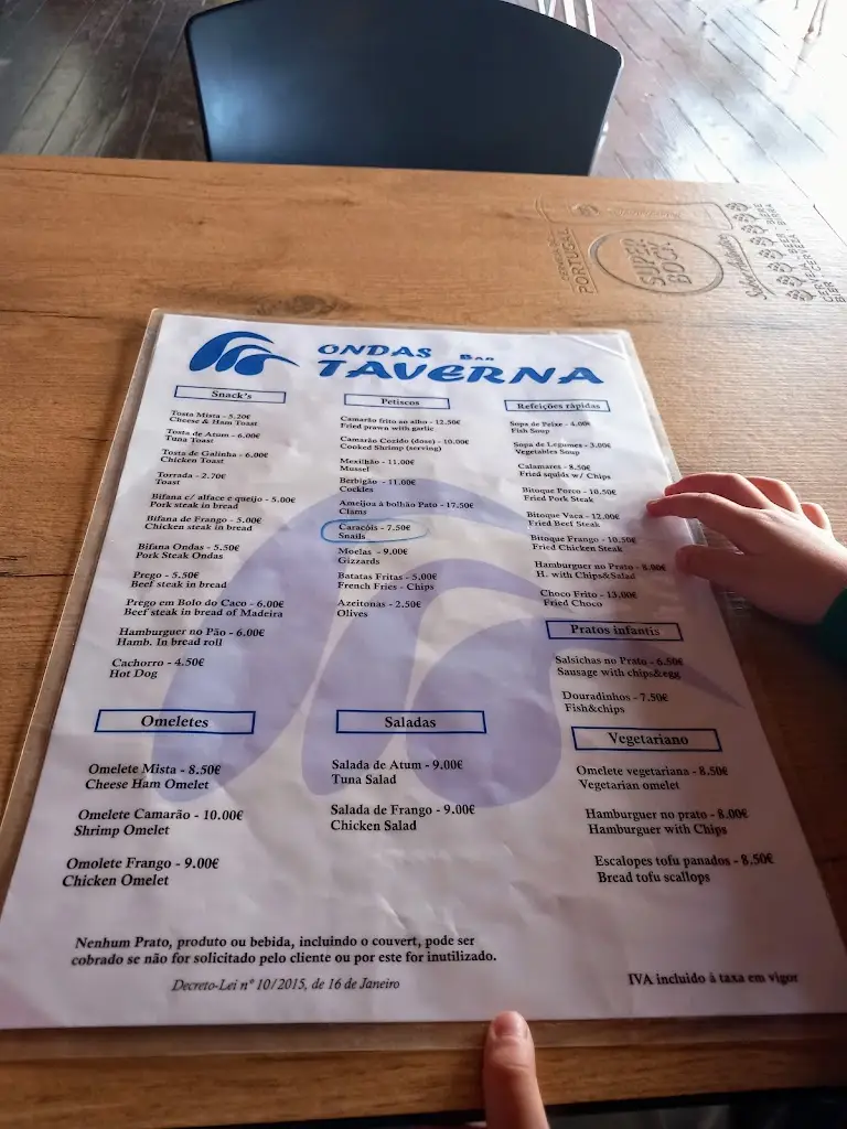 Menu_Ondas Bar Taverna_Foz do Arelho_immagine_3