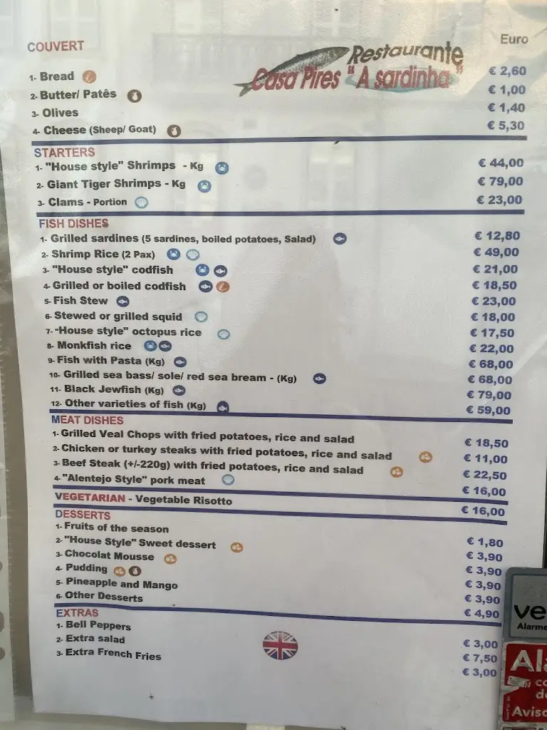 Menü_Restaurante Casa Pires - A Sardinha_Nazaré_Bild_3