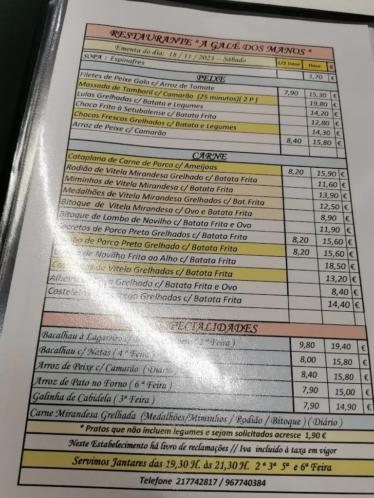 Menu_A Galé dos Manos_Benfica_imagen_2