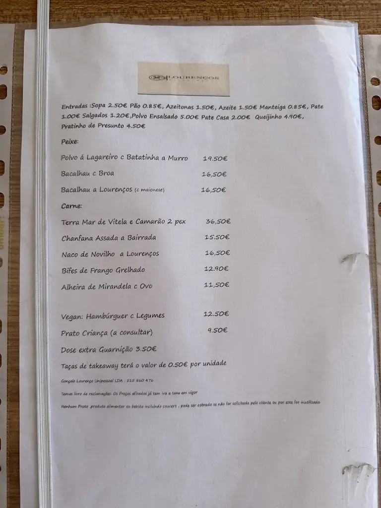 Menu_Restaurante Lourenços_Luso_immagine_1