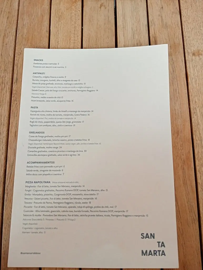 Menu_Santa Marta Mediterranean Restaurant Lisbon_Lisbon_image_1
