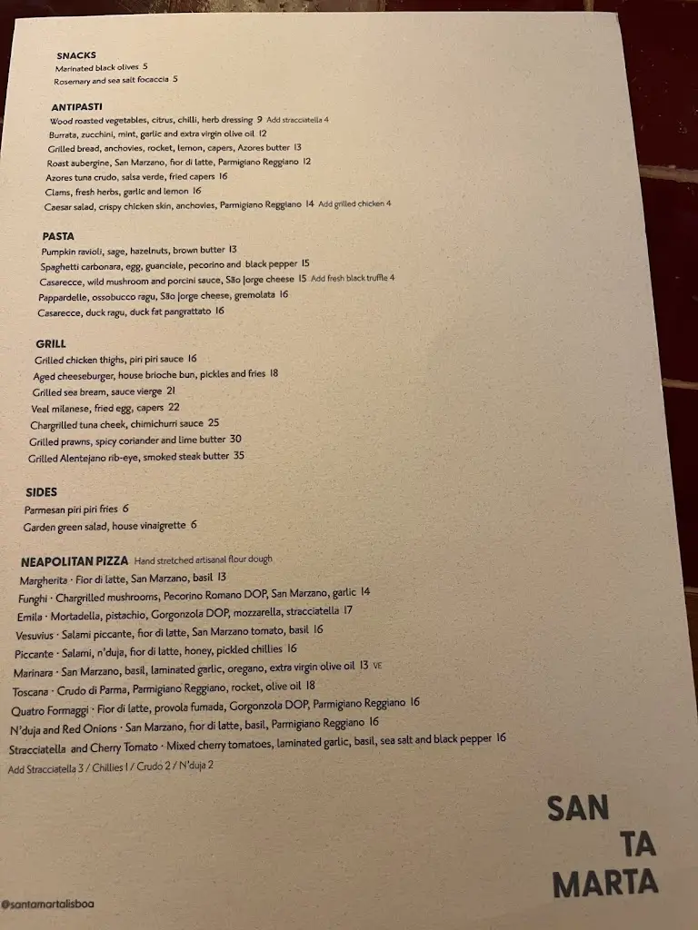 Menu_Santa Marta Mediterranean Restaurant Lisbon_Lisbon_image_2