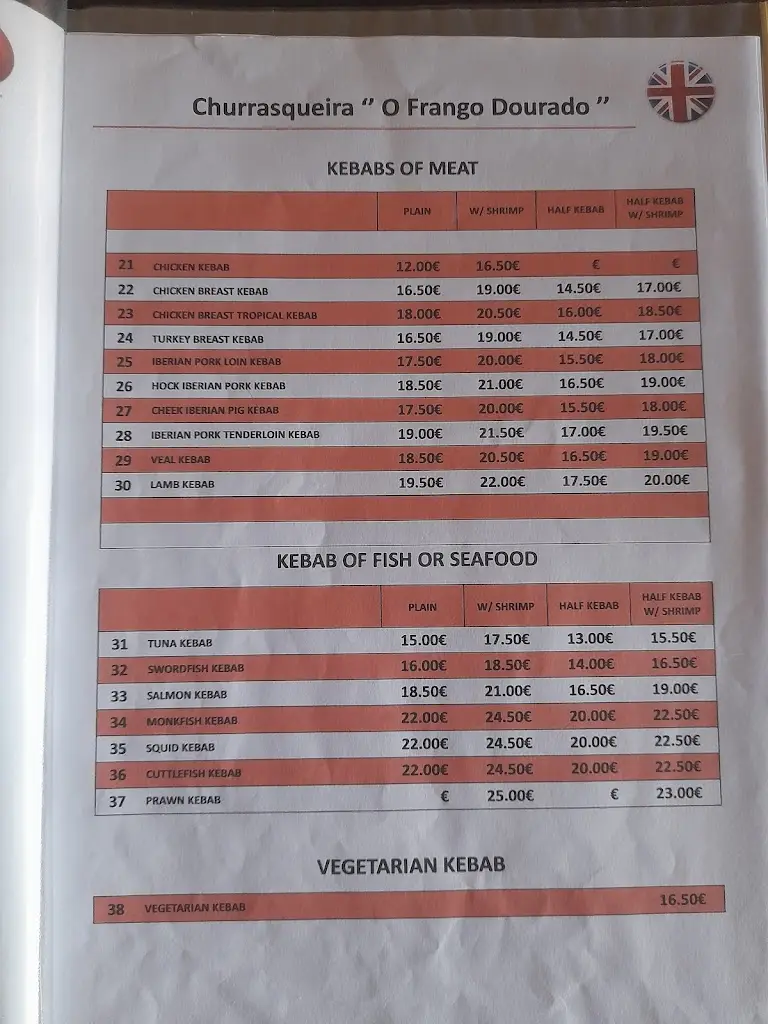 Menu_Restaurante Churrasqueira O Frango Dourado_São Bartolomeu_immagine_1