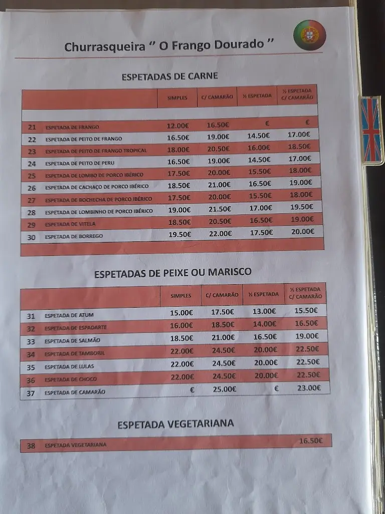 Menu_Restaurante Churrasqueira O Frango Dourado_São Bartolomeu_immagine_2