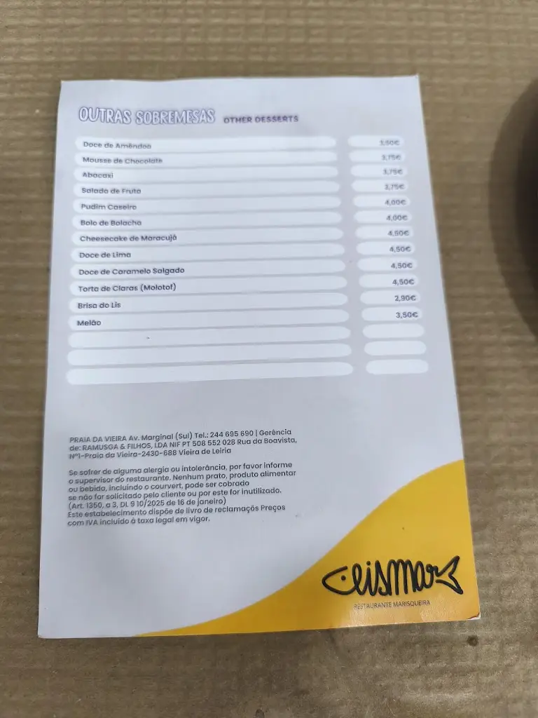 Menu_Restaurante Marisqueira Lismar_Vieira de Leiria_immagine_4