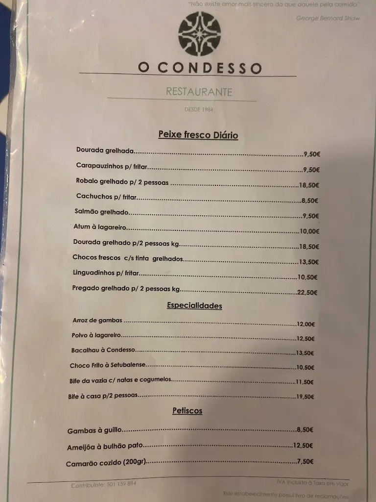 Menu_O Condesso_Sacavém_immagine_1