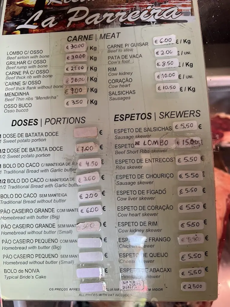 Menu_Restaurante La Parreira_Campanário_imagen_1