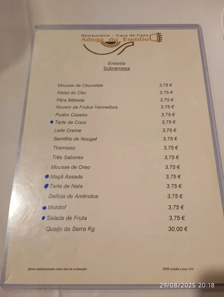 Menu_Adega do Emídio - Casa de Fado_Estarreja_image_1