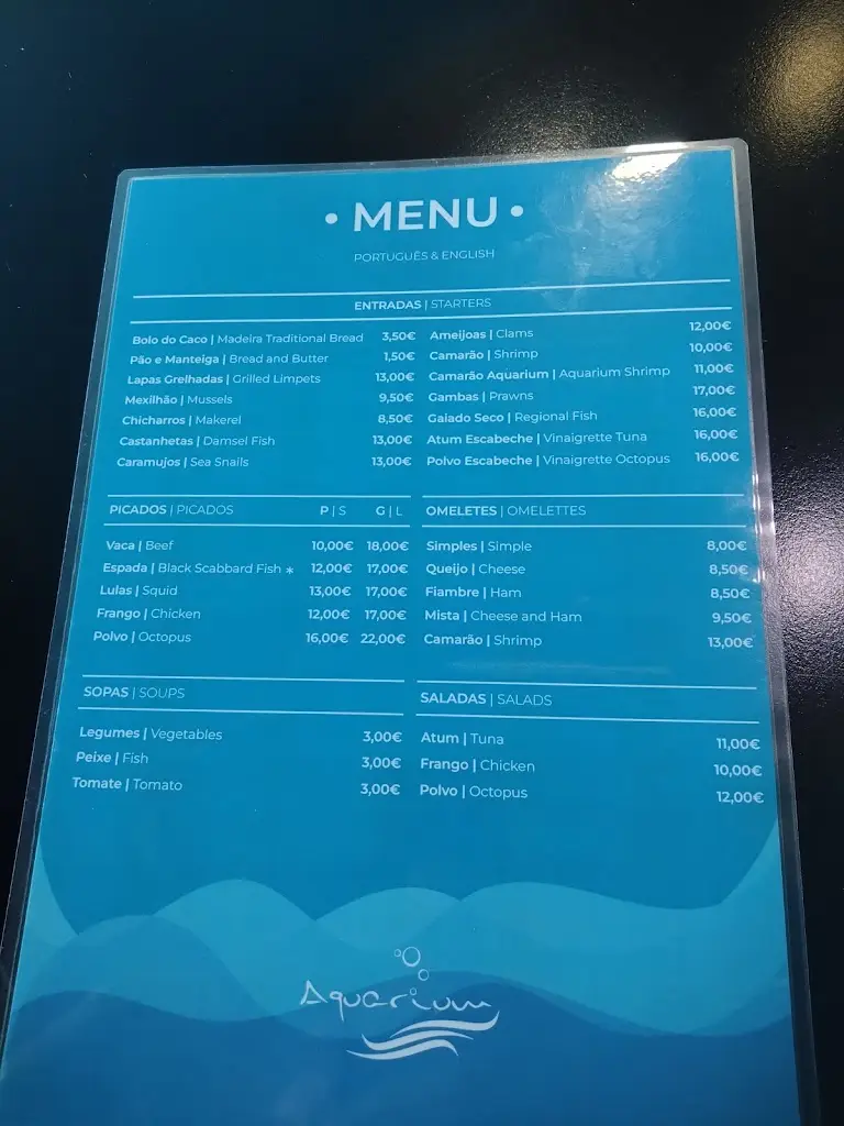 Menu_Aquarium restaurant_Caniçal_image_2