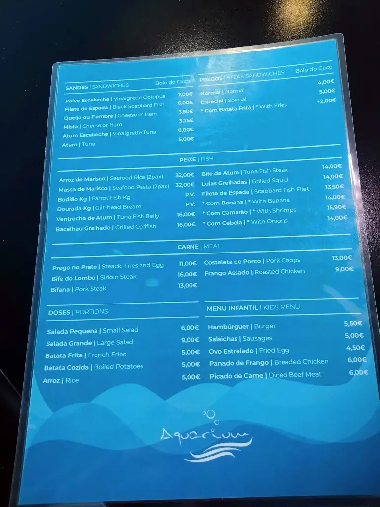Menu_Aquarium restaurant_Caniçal_image_4