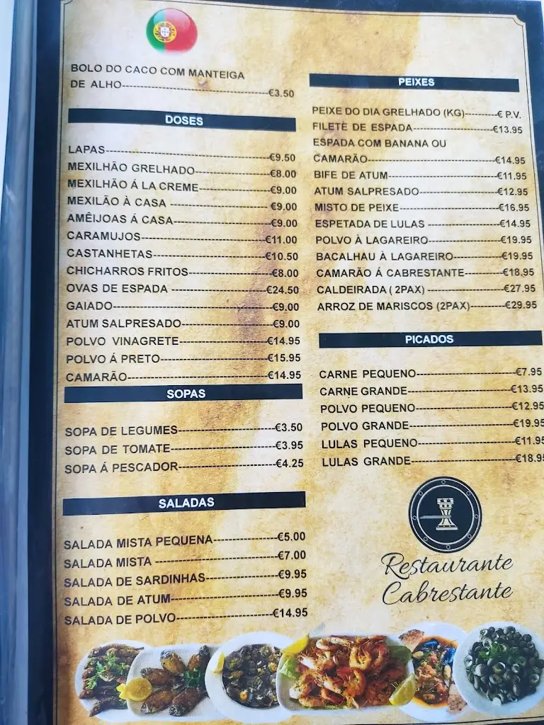 Menu_Restaurante Cabrestante_Caniçal_immagine_2