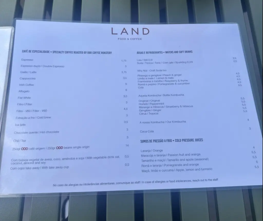 Menu_Land Food & Coffee_Nossa Senhora do Monte_immagine_2