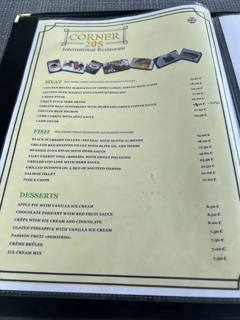 Menu_Corner205 International Restaurant_Funchal_immagine_1