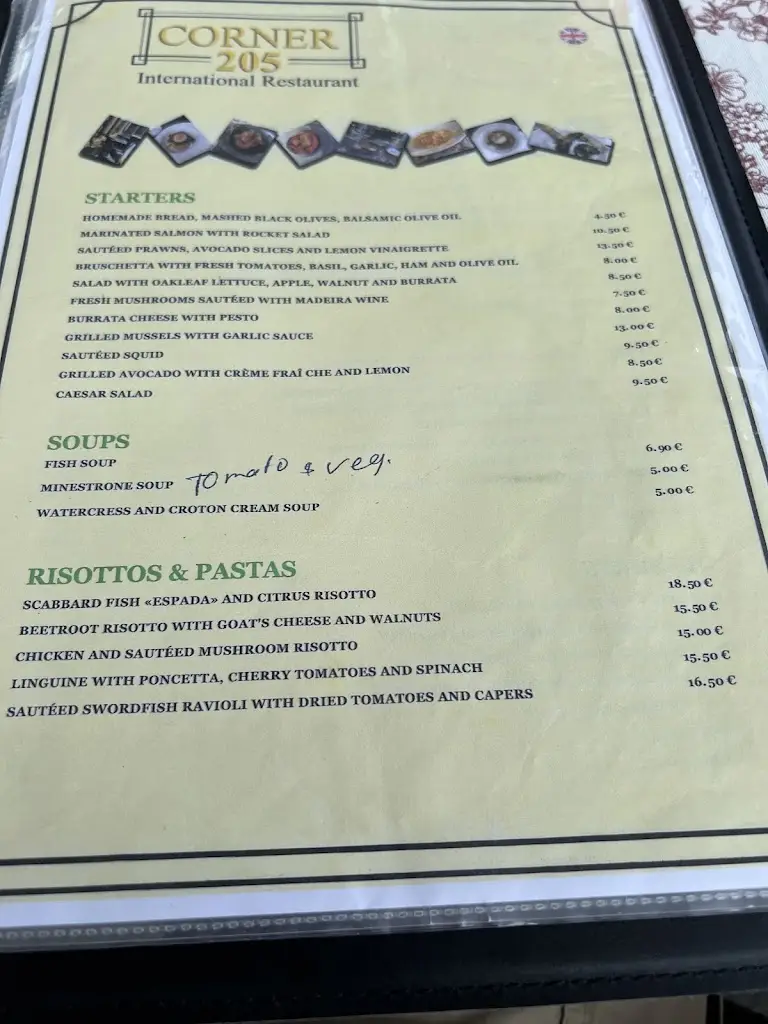 Menu_Corner205 International Restaurant_Funchal_immagine_2