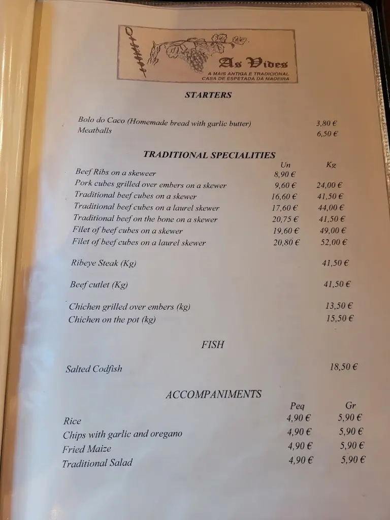 Menu_As Vides Restaurant_Curral das Freiras_immagine_1