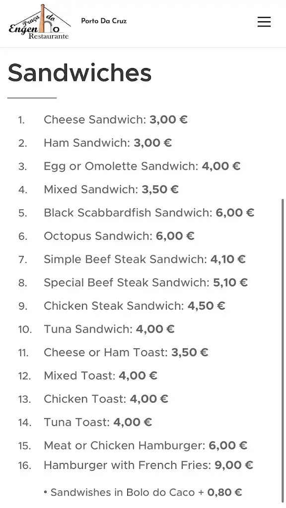 Menu_Restaurante Praça do Engenho_Porto da Cruz_image_2