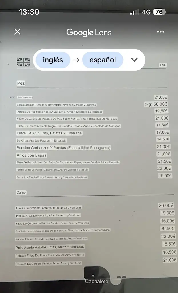 Menu_Cachalote_Porto Moniz_immagine_1